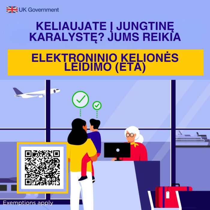 keliones_leidimas_Anglija Svarbi informacija keliaujantiems į Jungtinę Karalystę: prieš skrydį būtina pasirūpinti ETA kelionės leidimu
