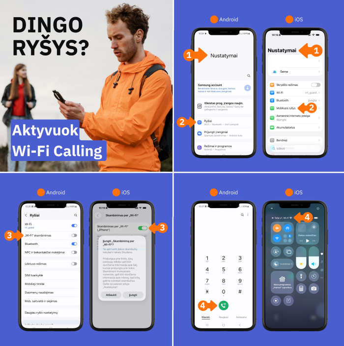 Aktyvuok wifi calling Skambinti galima be mobiliojo ryšio: RRT paaiškina, kas yra Wi-Fi Calling