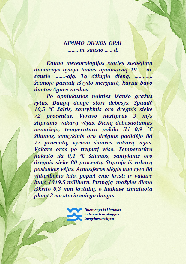 originali dovana_2 Lietuvos hidrometeorologijos tarnyboje galima užsisakyti neįprastą dovaną