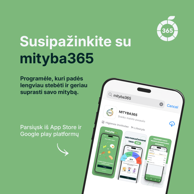 Mityba365_ Nauja nemokama programėlė „Mityba365“ padės stebėti kasdienę mitybą